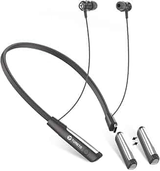 Toreto Tune Ease Wireless Earphone ditachable Battery Neckband, Vibration Alert, Bluetooth 5.3,300Hr Playtime, Type-C Fast Charging, Voice Assistant, ...