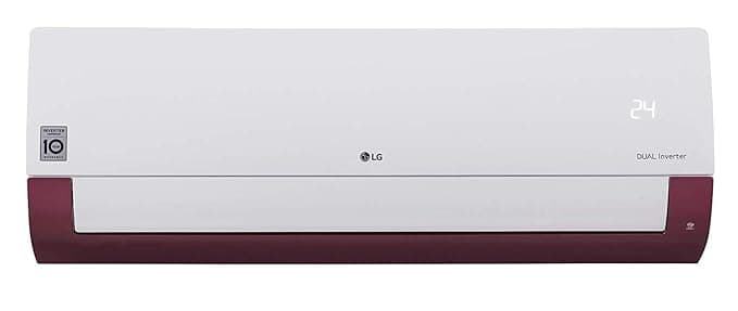 LG 1.5 Ton 5 Star Inverter Split AC (Copper, KS-Q18WNZD, White and Burgundy, 4 Way Swing) Air Conditioners