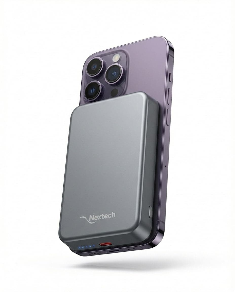 Nextech MagNxt | 10,000mAh MagNxt Power Bank | 22.5W Fast Charging | Type-C PD | 15W Magnetic Charging | iPhone Power Bank Wireless | Compatible with ...