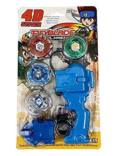 4D Metal Fusion Beyblades ,System beyblades, 3 in 1 beyblades Metal Fighter, Fighters Fury with Metal Fight Ring and Handle Launcher Toy (Blue Color Beyblades )