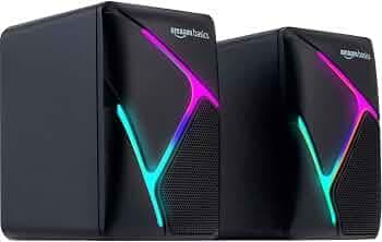 (Refurbished) Amazon Basics 2 X 3W Multimedia PC Gaming Speaker with Aux Connectivity, USB Support, Volume Control, and RGB Lights