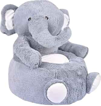 60cm Junior Cute Elephant Fur Sofa Seat/Furry Cushioned Chair Stuffed with Fiber Cotton, Furniture for Kids, Playing Games or Relaxing | Luxurious Sof...