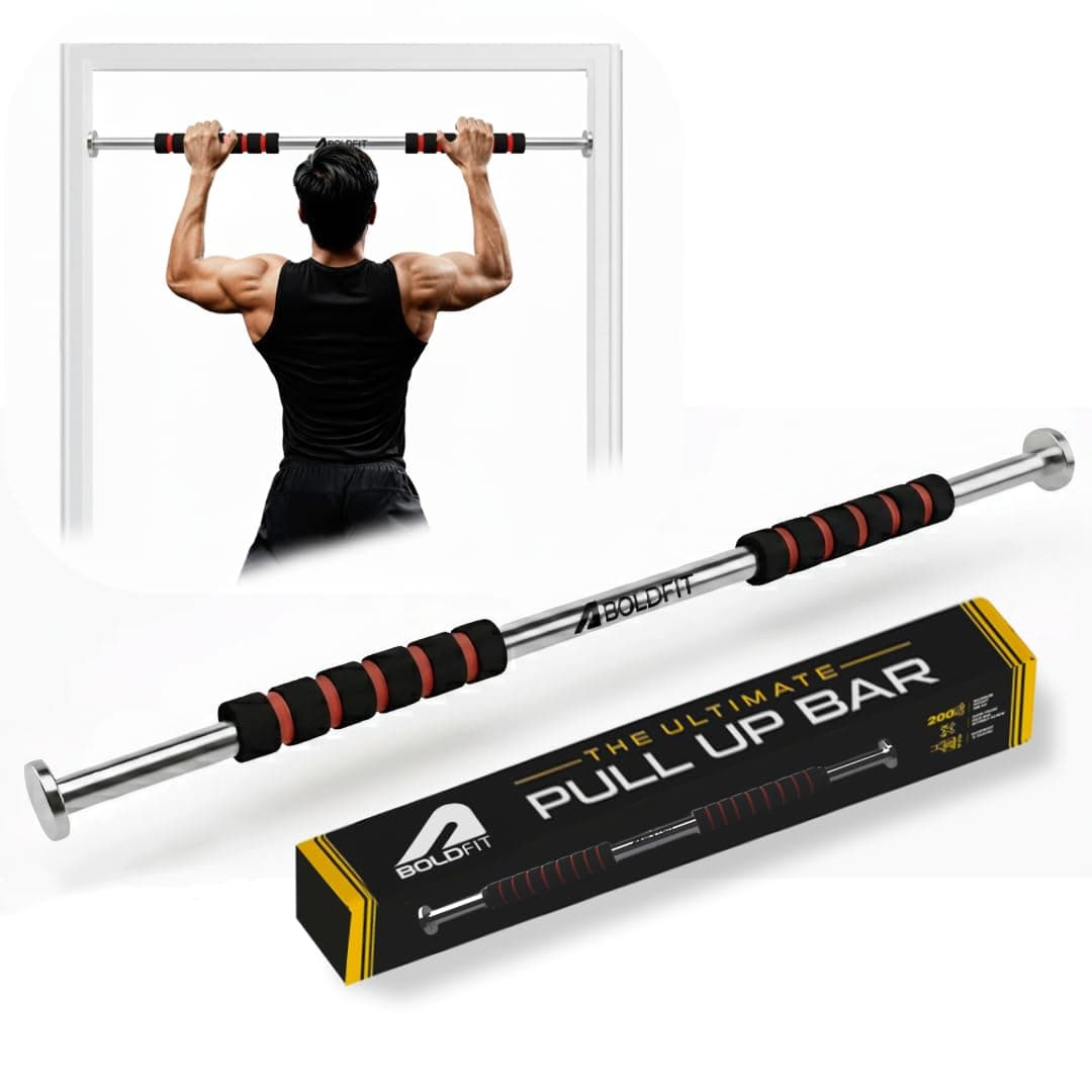 Boldfit Pull Up Bars For Home Workout -Chin Up Bar Gym Accessories for Men Door Way Adjustable Hanging Rod, Anti-skid Grip, Strength Training Exercise...
