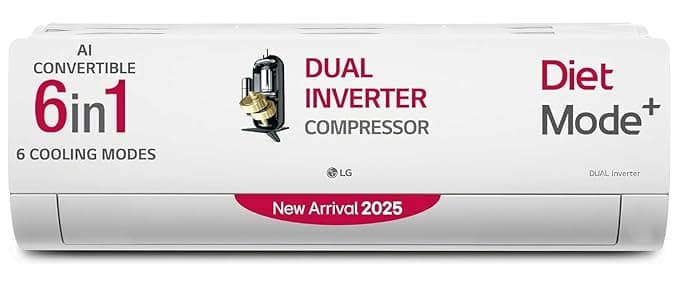LG 3 Star (1.5) Split AC with 6-in-1 AI Convertible, Diet mode+, ADC Sensor, 100% Copper Tubes, Gold Fin+, 2025 Model (US-Q18LNXE) White