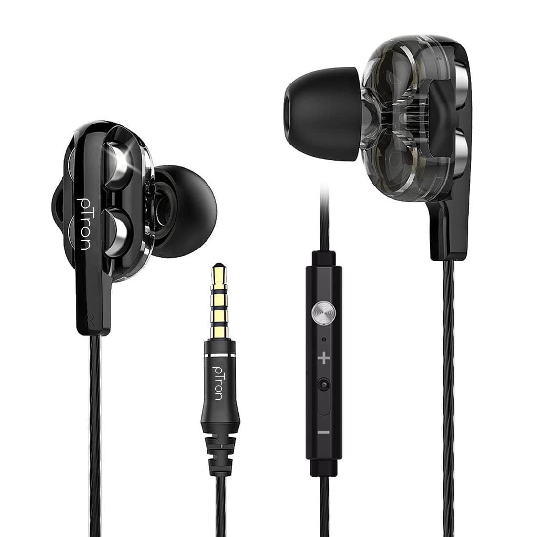 PTron Boom Ultima V2 Dual Driver, in-Ear Gaming Wired Headphones with in-line Mic, Volume Control, Passive Noise Cancellin...