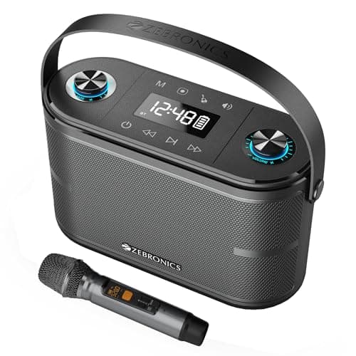 ZEBRONICS PROTONE ONE, Portable Bluetooth Speaker, 120W, 13h Playback, Wireless UHF MIC with Display & Controls, Karaoke, Recorder, Carry Strap, BT v5...