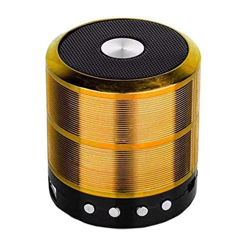 SPOY Mini Bluetooth Speaker WS-887 with FM Radio, Memory Card Slot, USB Pen Drive Slot, AUX Input Mode - Gold