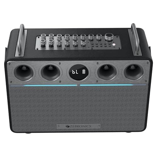 ZEBRONICS StudioXOne, Bluetooth Speaker, 240W, 11h Playback, 45W I/O Rapid Charge, 2X Wireless UHF MIC, Karaoke, Recorder, Guitar Control, OTG Live St...