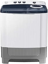 Samsung 8.0 Kg Semi-Automatic 5 Star Top Loading Washing Machine (WT80R4200LG/TL, Light Grey, Royal Blue Lid (Transparent), Hexa Storm Pulsator)