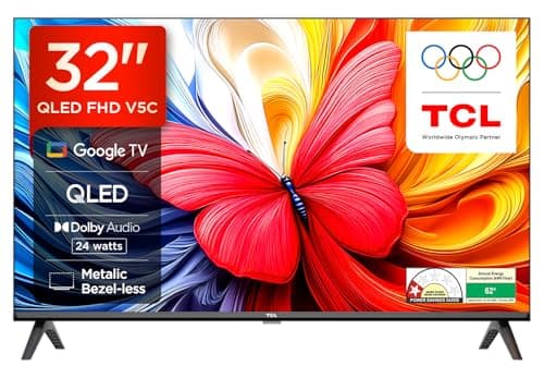 TCL 81 cm (32 inches) V5C Series Metallic Bezel-Less FHD QLED TV 32V5C