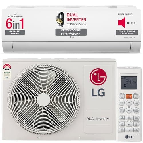 LG 1.5 Ton 5 Star DUAL Inverter Split AC (Copper, AI Convertible 6-in-1 Cooling, 4 Way, HD Filter with Anti-Virus Protection, 2024 Model, TS-Q19YNZE, ...