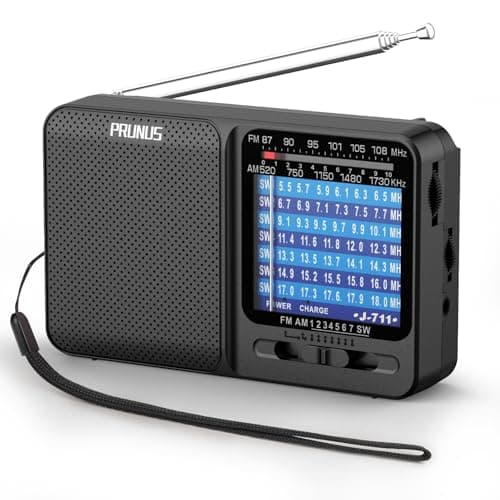 PRUNUS J-711 Portable Radio AM/FM/SW1-SW7 Shortwave Radios, USB-C Charging& AA Battery Operated, Excellent Reception, Long Antenna, Earphone Jack, Lan...