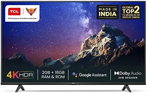 TCL 108 cm (43 inches) 4K Ultra HD Certified Android Smart LED TV 43P615 (Black) (2020 Model) | With Dolby Audio | Warranty: 3 years |