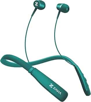 Zavia Punch505 Bluetooth 5.0 Wireless in-Ear Headphones with mic with 25Hrs Playtime, Dual Pairing, Super Bass 10mm Drivers, Adjustable Clip and SD Ca...