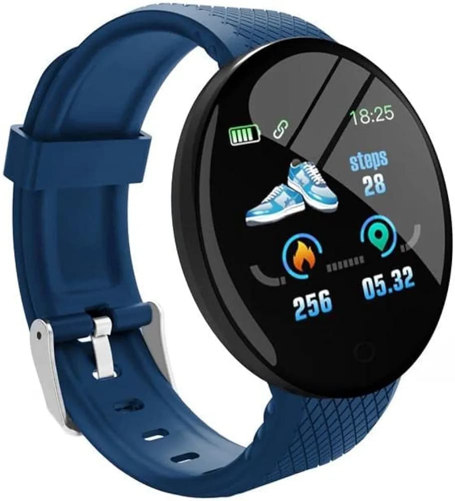 B M C Bluetooth Fitness Band Sport Activity Tracker D18 Digital Bracelet Watch for Men Women Touch Screen (Blue Strap)(Free Size)