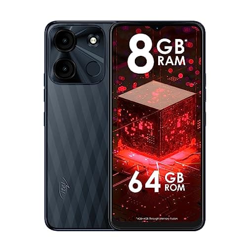 (Renewed) Itel A60s (4GB RAM + 64GB ROM, Up to 8GB RAM with Memory Fusion | 8MP AI Rear Camera | 5000mAh Battery with 10W Charging | Faceunlock & Fingerprint -Shadow Black