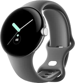 Pixel Watch - Android Smartwatch with Activity Tracking - Heart Rate Tracking Watch - Polished Silver Stainless Steel case with Charcoal Active Band