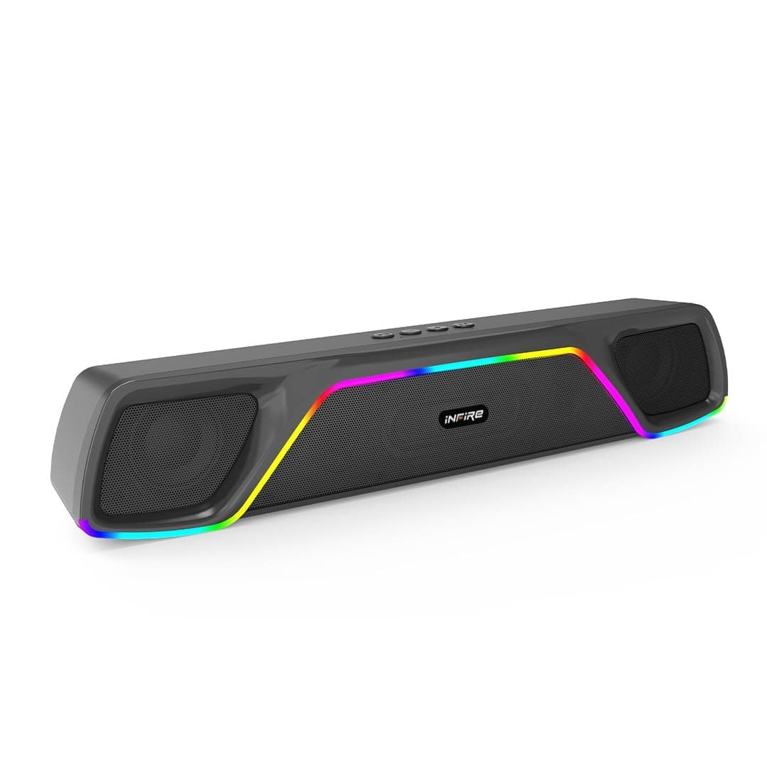 iNFiRe FireBar 24 Bluetooth Soundbar with RGB Lights, TWS Function, AUX/USB/FM/SD, Wireless Soundbar for TV, PC & Gaming (Black)