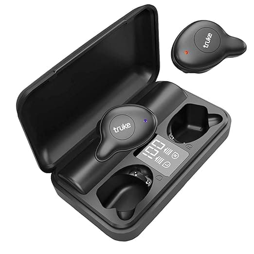 (Renewed) Truke Fit Pro Dolphin Design 2.0, Quick Charging Digital LED 2000mAh Case, Bluetooth 5.0, 13mm Driver with Deep Bass, Built-in Mic Wireless
