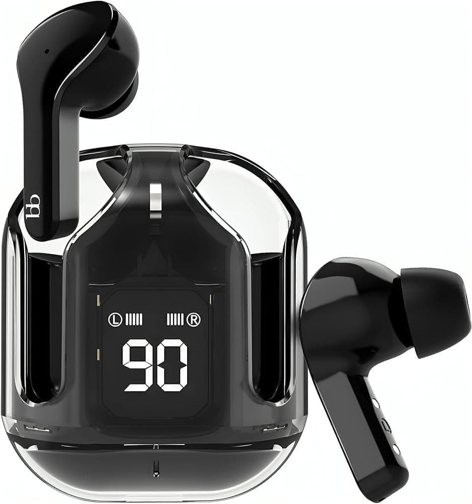 UltraPods Max TWS Earbuds Pro Bluetooth | Transparent Design | Fast Charging | 13mm HD Bass Drivers | Built-in Mic | Perfect for Running, Outdoors, Mu...