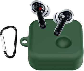 Amazon Basics Case for Nothing Ear 1, TWS Soft Silicone Pouch with Hook, 360 Full Shock-Absorbing Protection (Green) (Cover Only)