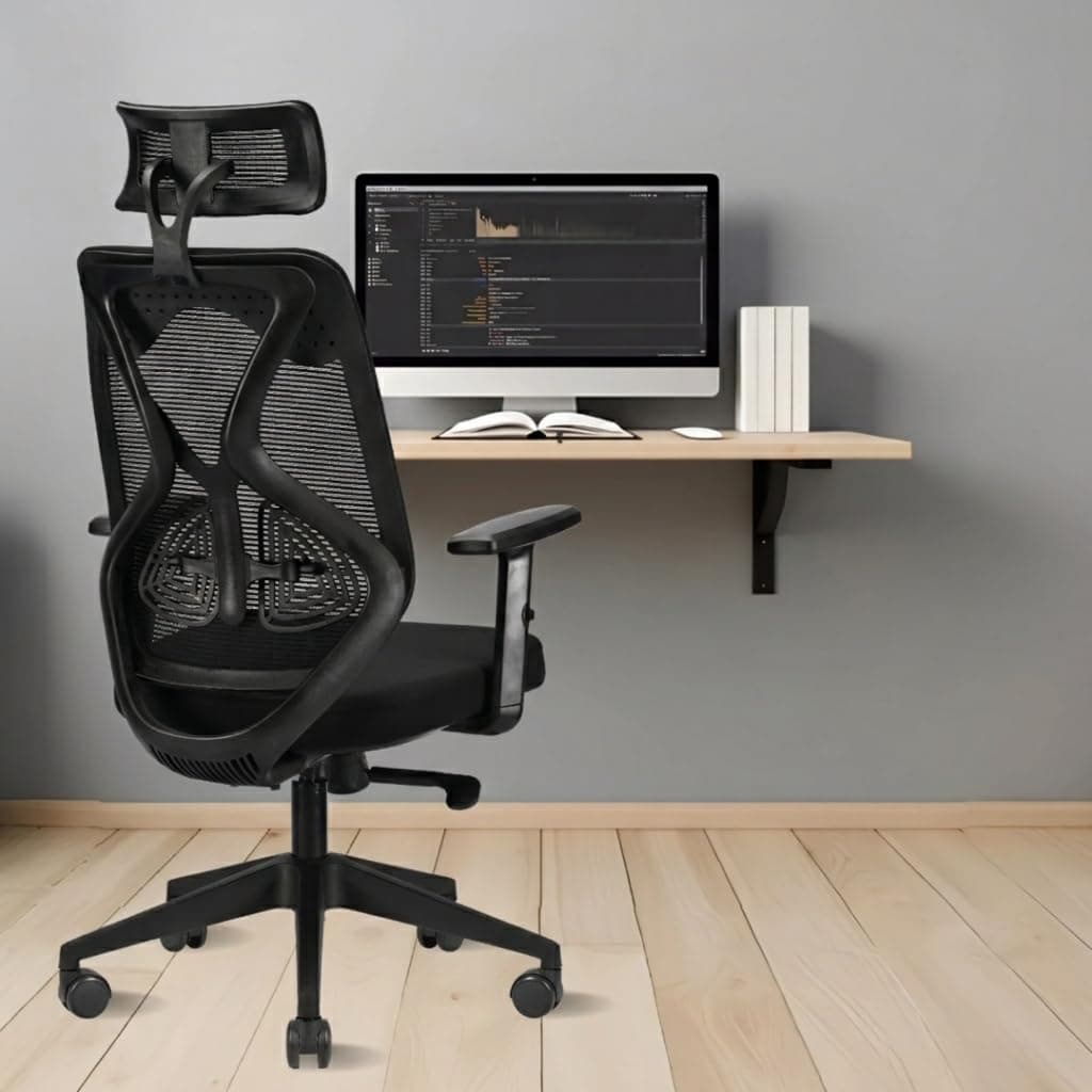 IAFA Ergolux Ergonomic Premium Office Chair | Mesh Desk Chair with Adjustable Armrests & Lumbar Support | Tilt Lock Mechanism | Breathable Fabric | Co...