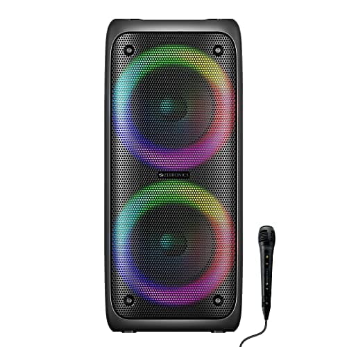 ZEBRONICS Barrel 200 Bluetooth 5.0 Portable Speaker with 40W RMS, TWS, Wired Mic, Karaoke, RGB Lights, Mobile Holder, Dual 6.5" Drivers, Carry Handle and Built-in Rechargeable Battery