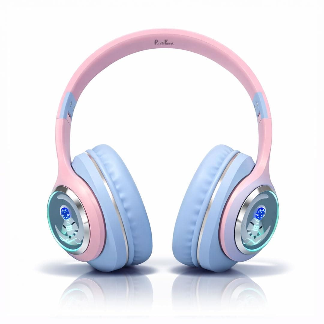 PunnkFunnk Astro Junior Wireless Bluetooth Headphones with BT 5.3, Noise Cancelling, Hi-Res Audio, 40mm Drivers, Deep Bass, Memory Foam Ear Cushions, Over-Ear Headset for Kids, Teens & Adults (Blue)