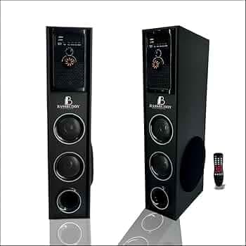 BASSBUDDY Tower Speaker with Powerful 100W RMS Output, Deep Bass, 6" Subwoofers, Karaoke, Bluetooth 5.0, LED Display, Remote Control, FM Radio & Gloss...