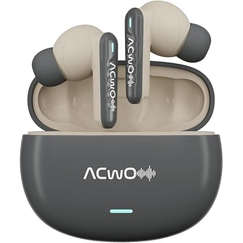 Acwo DwOTS 727 V2 New Version, in-Ear True Wireless Earphones, 42-Hour Playtime, 25Db ANC, Sonic Shield Enc with 4 Mics, 40Ms Low Latency, Hyper Boost Charging Bluetooth V5.3 (Fuscous Grey)