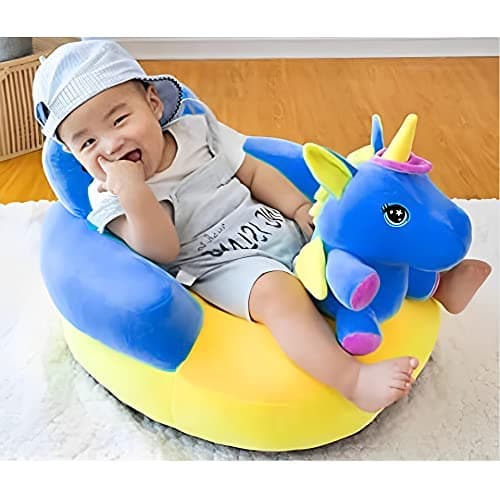 Vedartah Plush Soft Cushion Baby Sofa Seat, Kids Sitting Sofa Chair (Dragon- Blue)