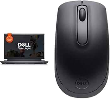 Dell G15 5520 Gaming Laptop, Intel i5-12500H,16GB DDR5,512GB SSD,Dark Shadow Grey,2.81kg & WM118 Wireless Mouse, 2.4 Ghz with USB Nano Receiver, Optic...