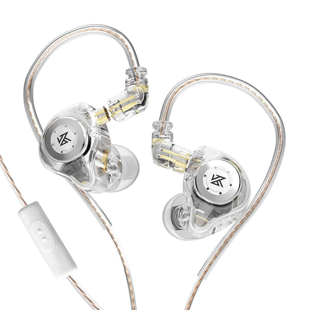 KZ EDX Pro IEM Earphone, HiFi Stereo Special Dual Magnetic Circuit Dynamic Driver Resin Inlay Metal Process in-Ear Monitors Earbuds With 5N OFC 2Pin Detachable Cable with Leatherette Case (White, With Mic)