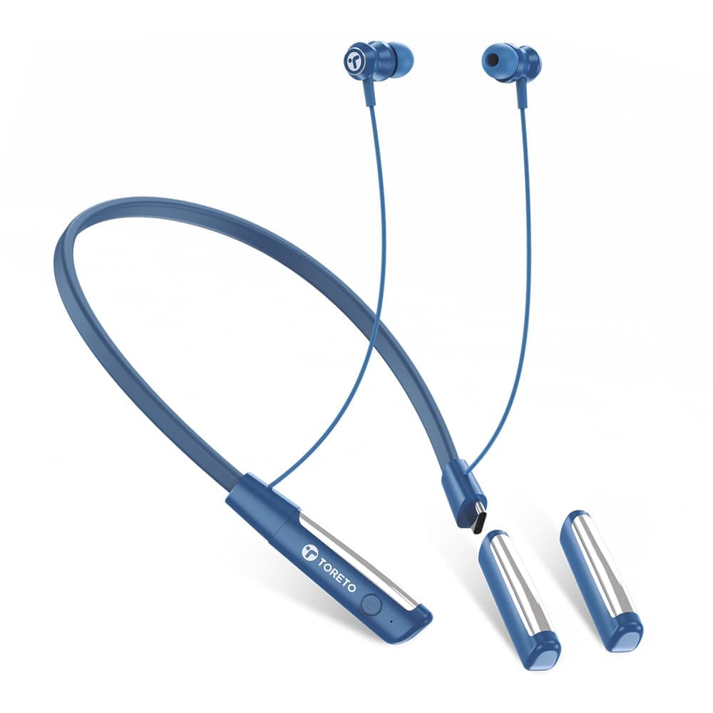 Toreto Tune Ease Wireless Earphone ditachable Battery Neckband, Vibration Alert, Bluetooth 5.3,300Hr Playtime, Type-C Fast Charging, Voice Assistant, ...