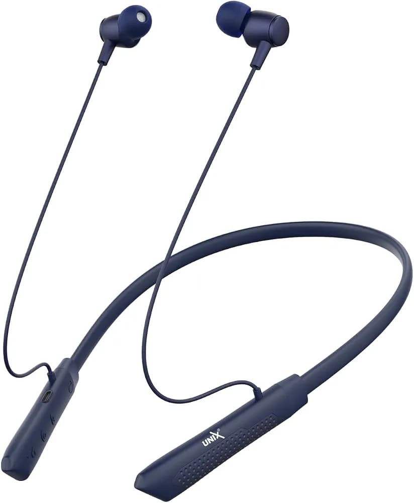 Unix Horizon Wireless in Ear Bluetooth Neckband with ENC Mic, 40H Playtime, Type-C Fast Charging (10Mins=15Hrs Playtime), Dual Pairing, Made in India, Biggest 14.2mm Drivers Ear Phones