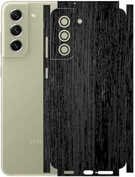 AtOdds - Samsung Galaxy S21 FE Mobile Back Skin Rear Screen Guard Protector Film Wrap with Camera Protector (Coverage - Back+Camera+Sides) (Rustic Bla...
