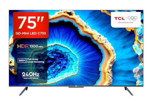 TCL 189 cm (75 inches) 4K Ultra HD Smart QD-Mini LED Google TV 75C755 (Black)