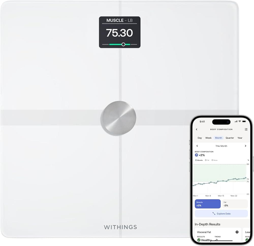 WITHINGS Body Smart - Accurate Scale for Body Weight and Fat Percentage, Body Composition Wi-Fi and Bluetooth Weight Scale, Baby Weight Scale, Smart S...