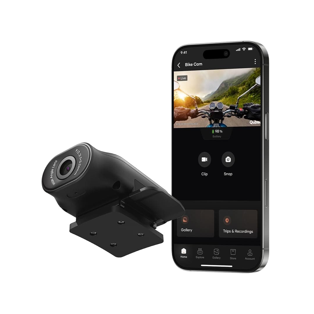 Qubo Smart Bike Cam Pro by Hero Group | 3MP 1296p | 2000 mAh | 124 Degree Wide Angle | Night Vision | for Motorcycles, Bicycles | Proof on Demand | Re...