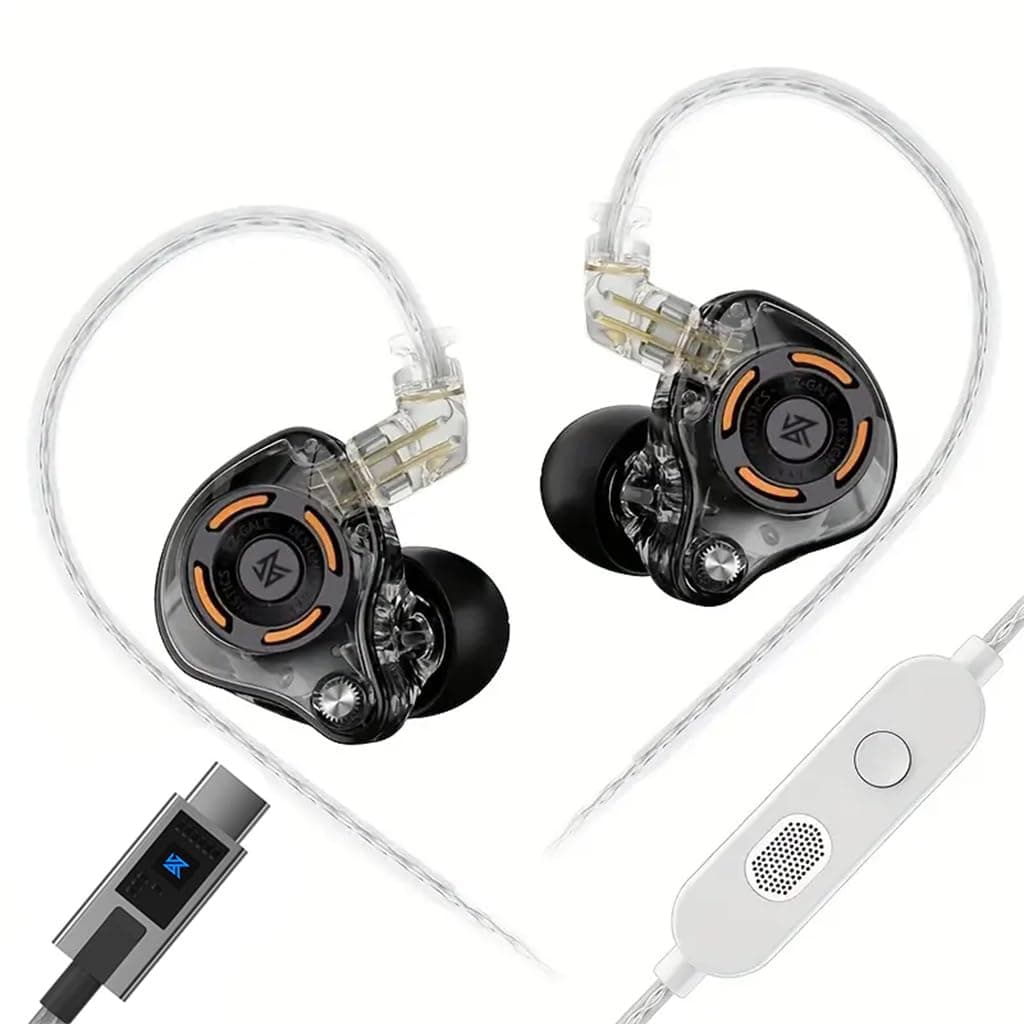 KZ Gale Gaming IEM Wired in-Ear Monitor Earphones, Super Linear Dynamic Driver, Dual Mic, Silver-Plated Cable, HiFi Sound, Noise Isolation 0.75mm Conn...