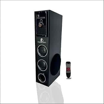 BASSBUDDY Single 100W Multimedia Tower Speakers with Wireless Multi-Connectivity Option with Supporting USB, AUX, FM,Mic & Thumping Bass with Karaoke(...