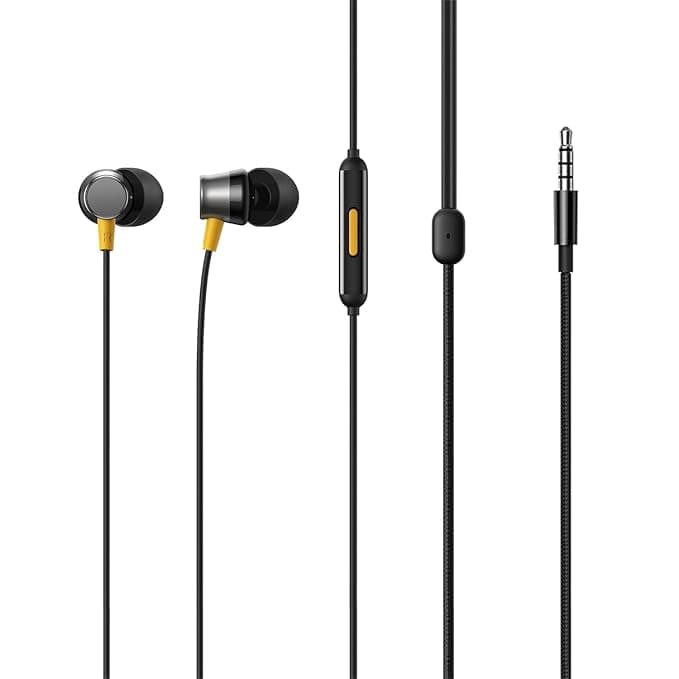 Original Buds 3 (3.5 mm) Wired Earphones Compatible with Real me 3.5mm Devices (Black)