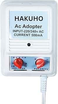 HAKUHO Multi-Volt DC Adapter Regulator Power Supply [500mA] - 220-240V Input, 1.5V to 12V Output, Multi-Purpose Charger with Polarity Change & On/Off ...