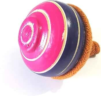 ROPA Moolyavaan Products (Lattoo-Dori) Indian Traditional Handcrafted Multicolour Spinning Top Toy Wooden Lattu With Thread (Pack Of 1)