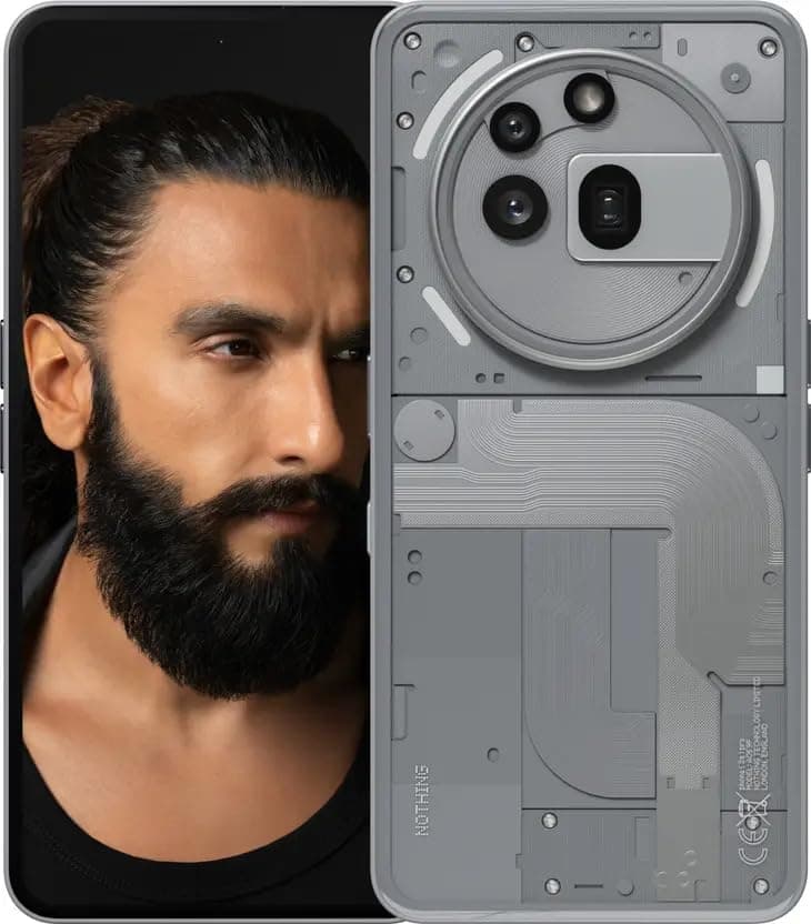 Nothing Phone (3A) Pro 5G | Snapdragon 7s Gen 3 | 50MP+50MP+8MP Camera | 50MP Front | 6.77” 120Hz AMOLED | 5000mAh Battery | 50W Fast Charging (Grey, 8GB RAM + 128GB Storage)