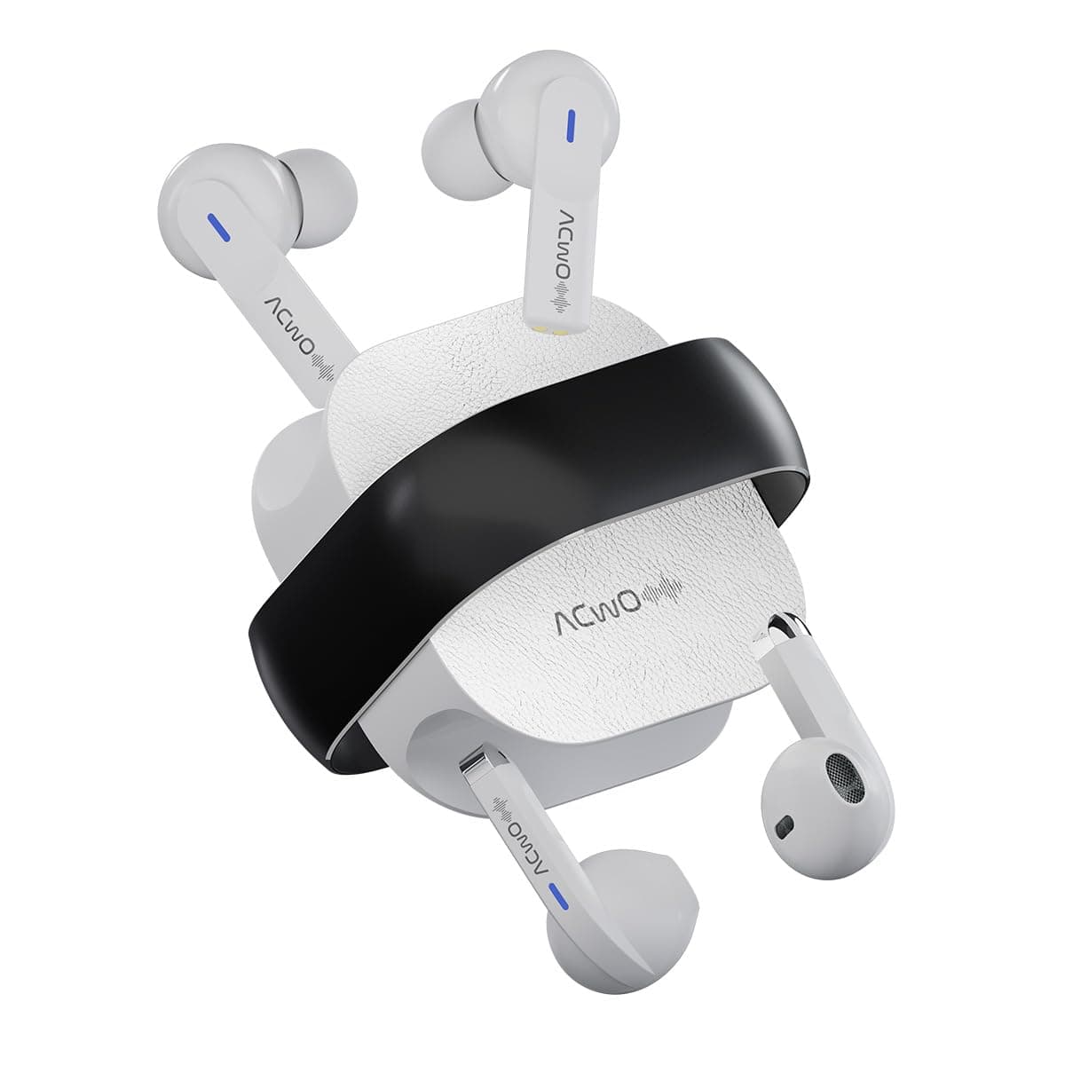 ACwO DwOTS Fire in-Ear Earbuds with in-Ear & Half-in-Ear Buds in one case, 3+3 EQ Modes, Wireless Charging Enabled, AI-ENC with Quad Mic