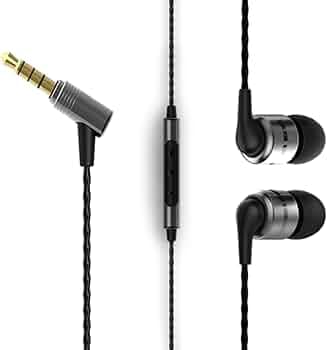 SoundMAGIC E80C Wired Earbuds with Microphone HiFi Stereo Earphones Noise Isolating in Ear Headphones Comfortable Fit Super Bass for Audiophile Gunmet...