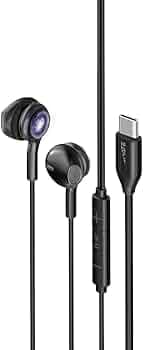 Promate LumiBuds with USB-C Connector, Transparent in-Ear USB-C HD Wired Earbuds, RGB Lights, Microphone, Call Function, in-Line Volume Control for iP...