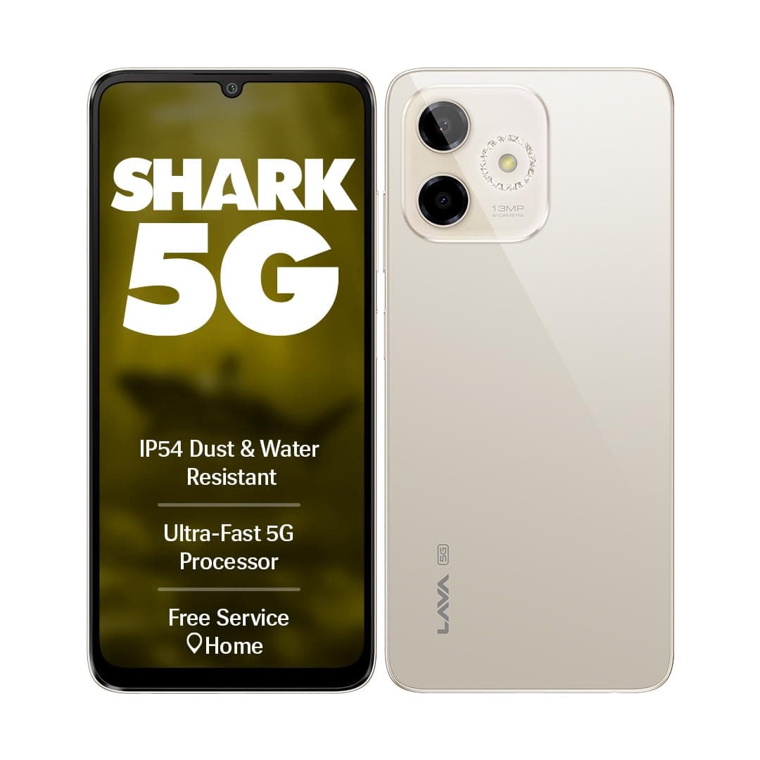 Lava Shark 5G (Steller Gold, 4GB RAM, 64GB Storage) |Bigger 6.75" HD+ Notch Display | Octacore 5G Processor | 13 MP AI Camera |5000 mAh Battery| IP54 ...