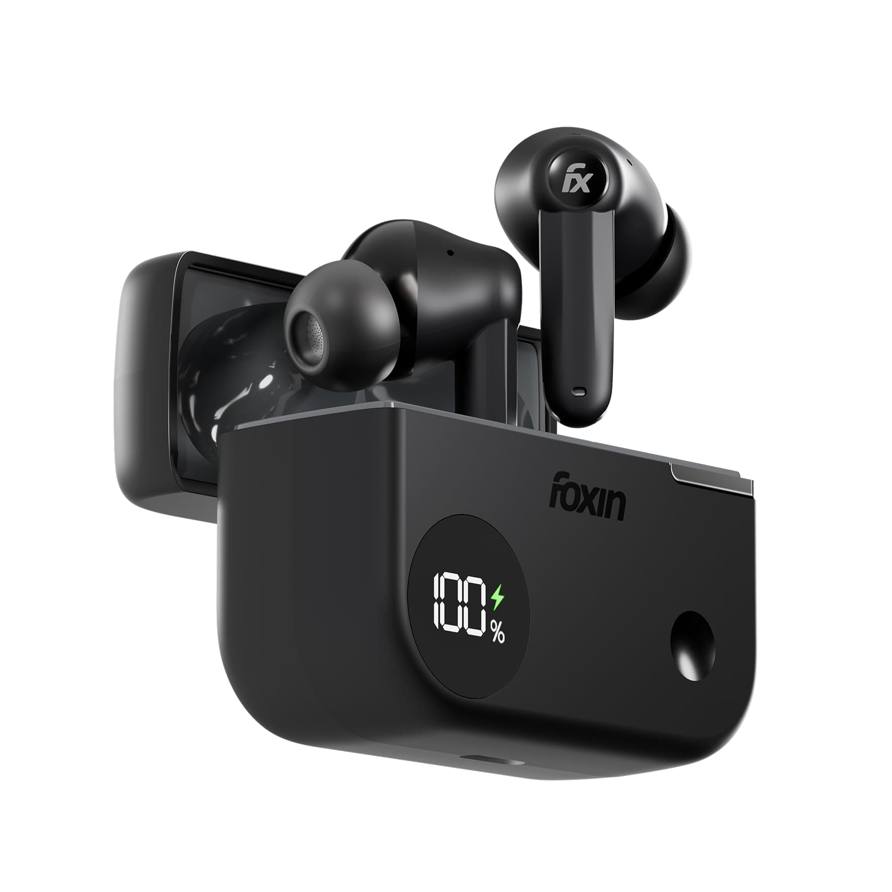 Foxin FoxBuds F1 ANC True Wireless Bluetooth Earbuds Upto 30dB ANC, 50Hrs Playtime, Dual Pairing, Quad Mic ENC, 13mm Bass Driver, 40ms Low Latency, Di...